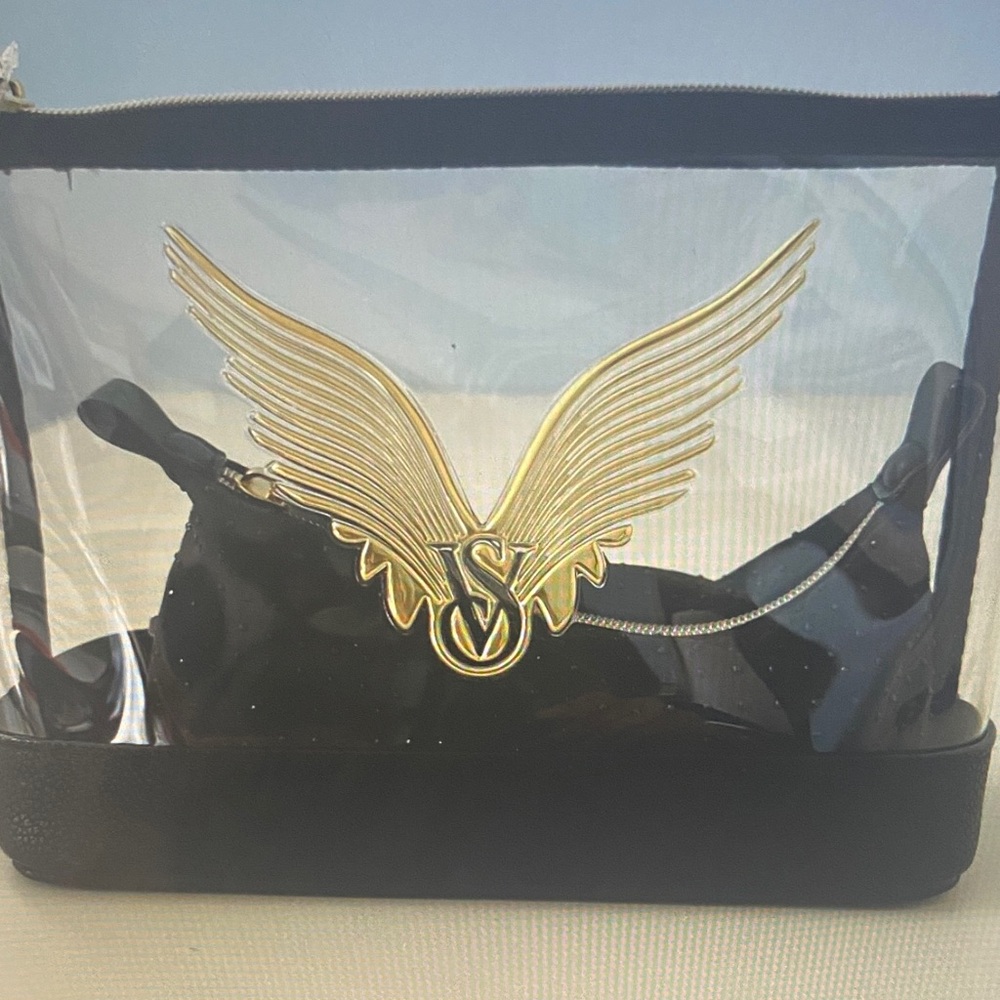 Victoria's Secret Clear Bag with Black and Gold Accents